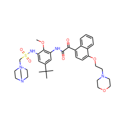 COc1c(NC(=O)C(=O)c2ccc(OCCN3CCOCC3)c3ccccc23)cc(C(C)(C)C)cc1NS(=O)(=O)C[N+]12CCN(CC1)CC2 ZINC000653718366