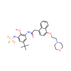 COc1c(NC(=O)Cc2ccc(OCCN3CCOCC3)c3ccccc23)cc(C(C)(C)C)cc1NS(C)(=O)=O ZINC000058534393