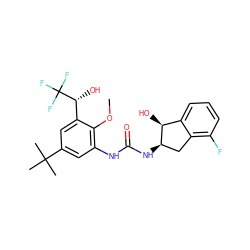 COc1c(NC(=O)N[C@@H]2Cc3c(F)cccc3[C@@H]2O)cc(C(C)(C)C)cc1[C@@H](O)C(F)(F)F ZINC000142857675