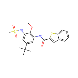 COc1c(NC(=O)c2cc3ccccc3s2)cc(C(C)(C)C)cc1NS(C)(=O)=O ZINC000028710592