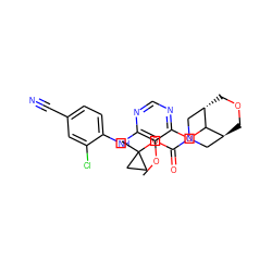 COc1c(Nc2ccc(C#N)cc2Cl)ncnc1OC1[C@H]2COC[C@H]1CN(C(=O)OC1(C)CC1)C2 ZINC000166420334