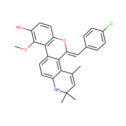 COc1c(O)ccc2c1-c1ccc3c(c1/C(=C/c1ccc(Cl)cc1)O2)C(C)=CC(C)(C)N3 ZINC000140369647