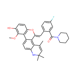 COc1c(O)ccc2c1-c1ccc3c(c1/C(=C/c1ccc(F)cc1C(=O)N1CCCCC1)O2)C(C)=CC(C)(C)N3 ZINC000139842200