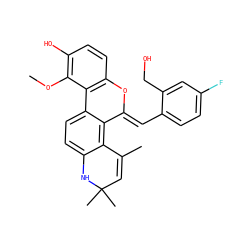 COc1c(O)ccc2c1-c1ccc3c(c1/C(=C/c1ccc(F)cc1CO)O2)C(C)=CC(C)(C)N3 ZINC000140942652