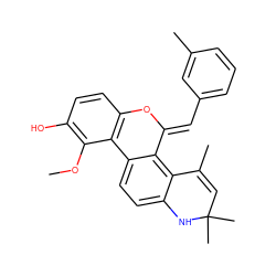 COc1c(O)ccc2c1-c1ccc3c(c1/C(=C/c1cccc(C)c1)O2)C(C)=CC(C)(C)N3 ZINC000137028121