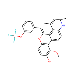 COc1c(O)ccc2c1-c1ccc3c(c1/C(=C/c1cccc(OC(F)(F)F)c1)O2)C(C)=CC(C)(C)N3 ZINC000139795981