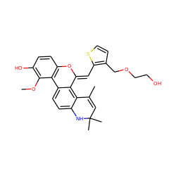 COc1c(O)ccc2c1-c1ccc3c(c1/C(=C/c1sccc1COCCO)O2)C(C)=CC(C)(C)N3 ZINC000014968557