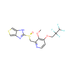 COc1c(OCC(F)(F)C(F)F)ccnc1C[S@+]([O-])c1nc2cscc2[nH]1 ZINC000001485839