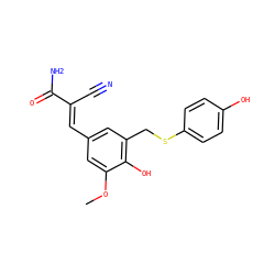 COc1cc(/C=C(\C#N)C(N)=O)cc(CSc2ccc(O)cc2)c1O ZINC000013833842