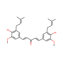 COc1cc(/C=C/C(=O)/C=C/c2cc(CC=C(C)C)c(O)c(OC)c2)cc(CC=C(C)C)c1O ZINC000096928757