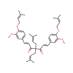 COc1cc(/C=C/C(=O)C(CC=C(C)C)(CC=C(C)C)C(=O)/C=C/c2ccc(OCC=C(C)C)c(OC)c2)ccc1OCC=C(C)C ZINC000653716289