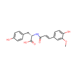 COc1cc(/C=C/C(=O)N[C@@H](Cc2ccc(O)cc2)C(=O)O)ccc1O ZINC000142564552