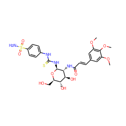 COc1cc(/C=C/C(=O)N[C@H]2[C@H](NC(=S)Nc3ccc(S(N)(=O)=O)cc3)O[C@H](CO)[C@@H](O)[C@@H]2O)cc(OC)c1OC ZINC001772624056