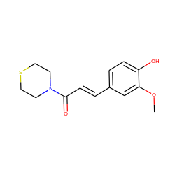 COc1cc(/C=C/C(=O)N2CCSCC2)ccc1O ZINC000049783781