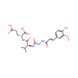 COc1cc(/C=C/C(=O)NCC(=O)N[C@H](C(=O)N[C@H](CCC(=O)O)C(=O)O)C(C)C)ccc1O ZINC001772598981