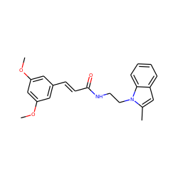 COc1cc(/C=C/C(=O)NCCn2c(C)cc3ccccc32)cc(OC)c1 ZINC000169347549