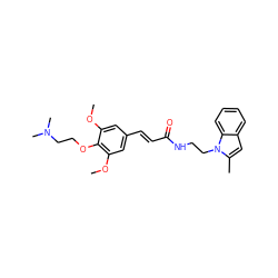 COc1cc(/C=C/C(=O)NCCn2c(C)cc3ccccc32)cc(OC)c1OCCN(C)C ZINC000169348261