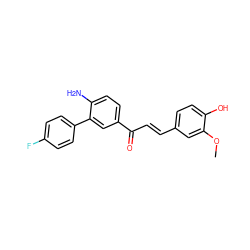 COc1cc(/C=C/C(=O)c2ccc(N)c(-c3ccc(F)cc3)c2)ccc1O ZINC000082156313