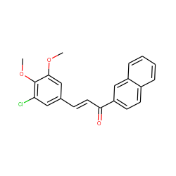 COc1cc(/C=C/C(=O)c2ccc3ccccc3c2)cc(Cl)c1OC ZINC000005936796