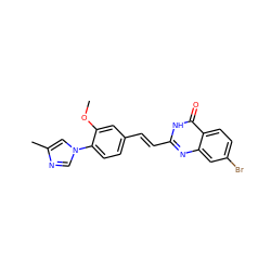 COc1cc(/C=C/c2nc3cc(Br)ccc3c(=O)[nH]2)ccc1-n1cnc(C)c1 ZINC000066252803