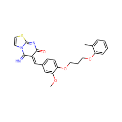 COc1cc(/C=C2/C(=N)N3C=CSC3=NC2=O)ccc1OCCCOc1ccccc1C ZINC000013110865