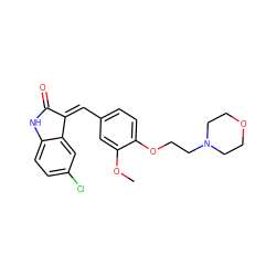 COc1cc(/C=C2/C(=O)Nc3ccc(Cl)cc32)ccc1OCCN1CCOCC1 ZINC000299818982