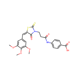 COc1cc(/C=C2/SC(=S)N(CCC(=O)Nc3ccc(C(=O)O)cc3)C2=O)cc(OC)c1OC ZINC000015885229