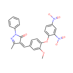 COc1cc(/C=C2\C(=O)N(c3ccccc3)N=C2C)ccc1Oc1ccc([N+](=O)[O-])cc1[N+](=O)[O-] ZINC000013124259