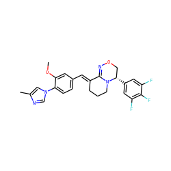 COc1cc(/C=C2\CCCN3C2=NOC[C@@H]3c2cc(F)c(F)c(F)c2)ccc1-n1cnc(C)c1 ZINC000068205925