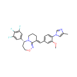 COc1cc(/C=C2\CCCN3C2=NOCC[C@@H]3c2cc(F)c(F)c(F)c2)ccc1-n1cnc(C)c1 ZINC000095594478