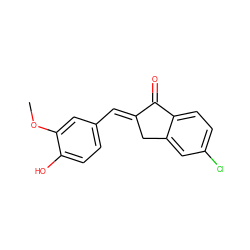 COc1cc(/C=C2\Cc3cc(Cl)ccc3C2=O)ccc1O ZINC000078696311