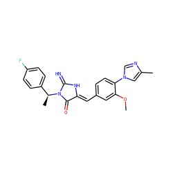 COc1cc(/C=C2\NC(=N)N([C@@H](C)c3ccc(F)cc3)C2=O)ccc1-n1cnc(C)c1 ZINC000058582172