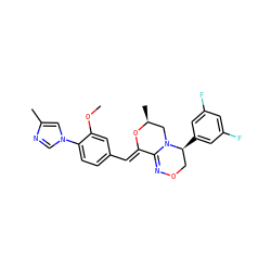 COc1cc(/C=C2\O[C@@H](C)CN3C2=NOC[C@@H]3c2cc(F)cc(F)c2)ccc1-n1cnc(C)c1 ZINC000095572196