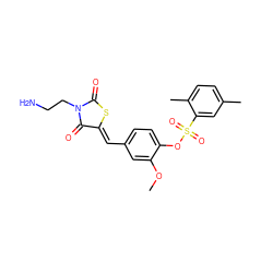 COc1cc(/C=C2\SC(=O)N(CCN)C2=O)ccc1OS(=O)(=O)c1cc(C)ccc1C ZINC000012504625