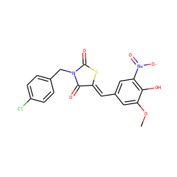 COc1cc(/C=C2\SC(=O)N(Cc3ccc(Cl)cc3)C2=O)cc([N+](=O)[O-])c1O ZINC000036047218