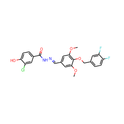 COc1cc(/C=N/NC(=O)c2ccc(O)c(Cl)c2)cc(OC)c1OCc1ccc(F)c(F)c1 ZINC000013439033