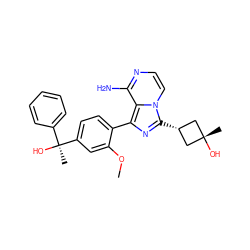 COc1cc([C@@](C)(O)c2ccccc2)ccc1-c1nc([C@H]2C[C@@](C)(O)C2)n2ccnc(N)c12 ZINC000261190804