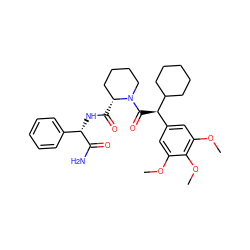 COc1cc([C@@H](C(=O)N2CCCC[C@H]2C(=O)N[C@H](C(N)=O)c2ccccc2)C2CCCCC2)cc(OC)c1OC ZINC000653722485