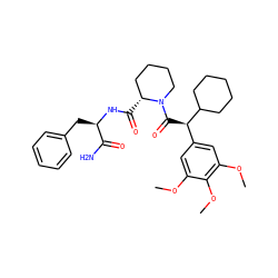 COc1cc([C@@H](C(=O)N2CCCC[C@H]2C(=O)N[C@H](Cc2ccccc2)C(N)=O)C2CCCCC2)cc(OC)c1OC ZINC000653917193