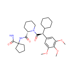 COc1cc([C@@H](C(=O)N2CCCC[C@H]2C(=O)NC2(C(N)=O)CCCC2)C2CCCCC2)cc(OC)c1OC ZINC000584904770