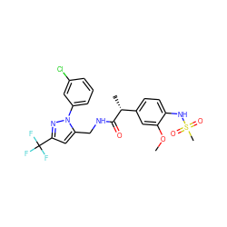 COc1cc([C@@H](C)C(=O)NCc2cc(C(F)(F)F)nn2-c2cccc(Cl)c2)ccc1NS(C)(=O)=O ZINC000113486659