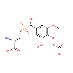 COc1cc([C@@H](O)[P@](=O)(O)CC[C@@H](N)C(=O)O)cc(OC)c1OCC(=O)O ZINC001772624966