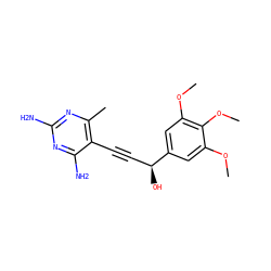 COc1cc([C@@H](O)C#Cc2c(C)nc(N)nc2N)cc(OC)c1OC ZINC000014968154