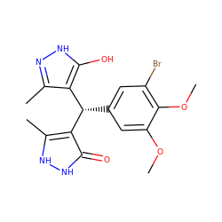 COc1cc([C@@H](c2c(C)n[nH]c2O)c2c(C)[nH][nH]c2=O)cc(Br)c1OC ZINC000019886024