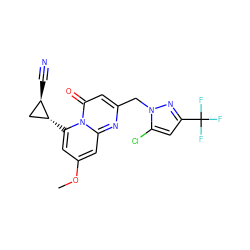 COc1cc([C@@H]2C[C@H]2C#N)n2c(=O)cc(Cn3nc(C(F)(F)F)cc3Cl)nc2c1 ZINC001772599309