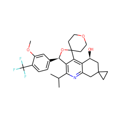 COc1cc([C@H]2OC3(CCOCC3)c3c4c(nc(C(C)C)c32)CC2(CC2)C[C@@H]4O)ccc1C(F)(F)F ZINC000205557257