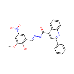 COc1cc([N+](=O)[O-])cc(/C=N/NC(=O)c2cc(-c3ccccc3)nc3ccccc23)c1O ZINC000001766161