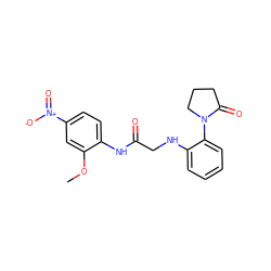 COc1cc([N+](=O)[O-])ccc1NC(=O)CNc1ccccc1N1CCCC1=O ZINC000012517041