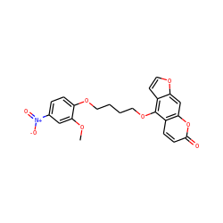 COc1cc([N+](=O)[O-])ccc1OCCCCOc1c2ccoc2cc2oc(=O)ccc12 ZINC000035969595