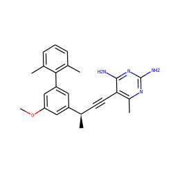 COc1cc(-c2c(C)cccc2C)cc([C@H](C)C#Cc2c(C)nc(N)nc2N)c1 ZINC000040860443